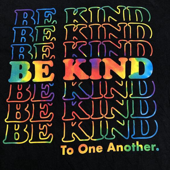 Black/Rainbow ‘Be Kind To One Another’ Graphic Tee - Picture 3 of 4